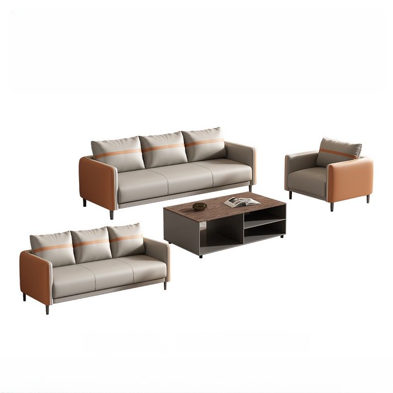 Sofa Kulit Sintetis Premium dengan Meja Tamu