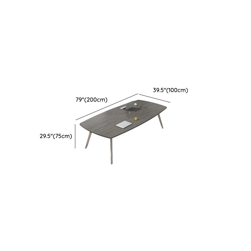 Meja Meeting Kantor Desain Kontemporer Finishing Abu-Abu