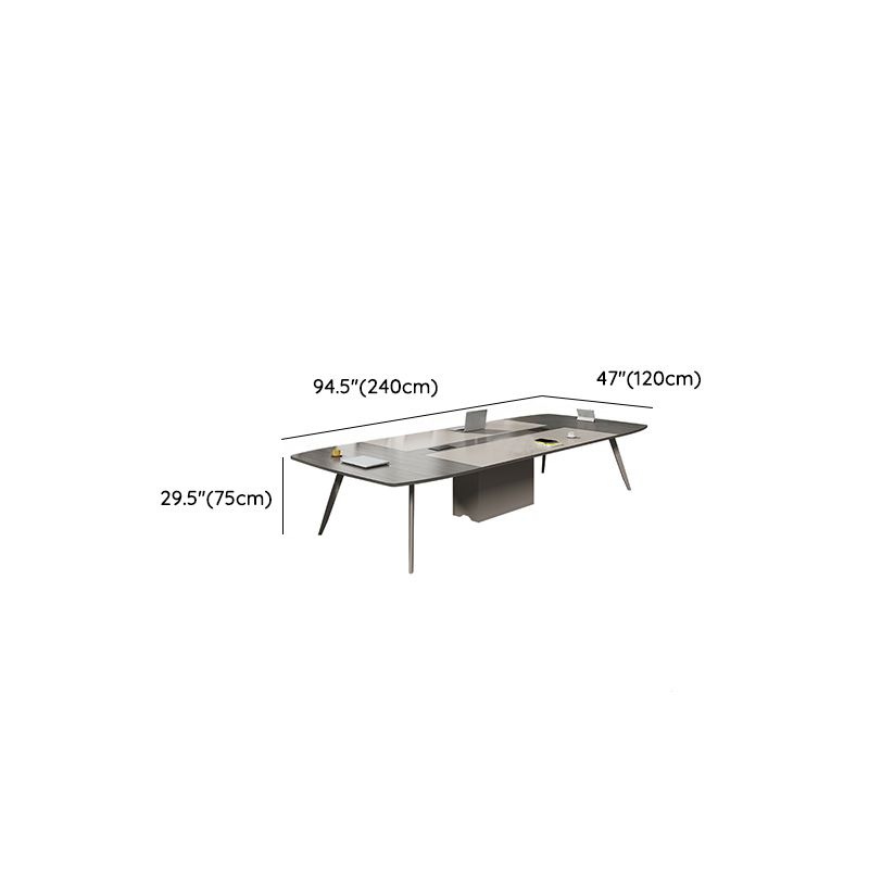 Meja Meeting Kantor Desain Kontemporer Finishing Abu-Abu