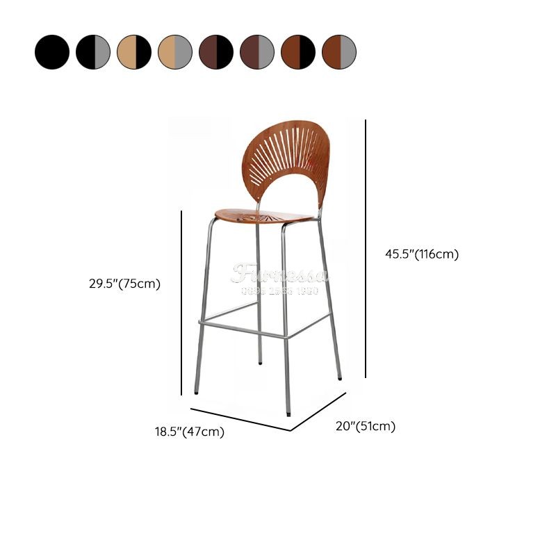 Kursi Bar Modern Motif Kayu dengan Sandaran Lengkung (3)