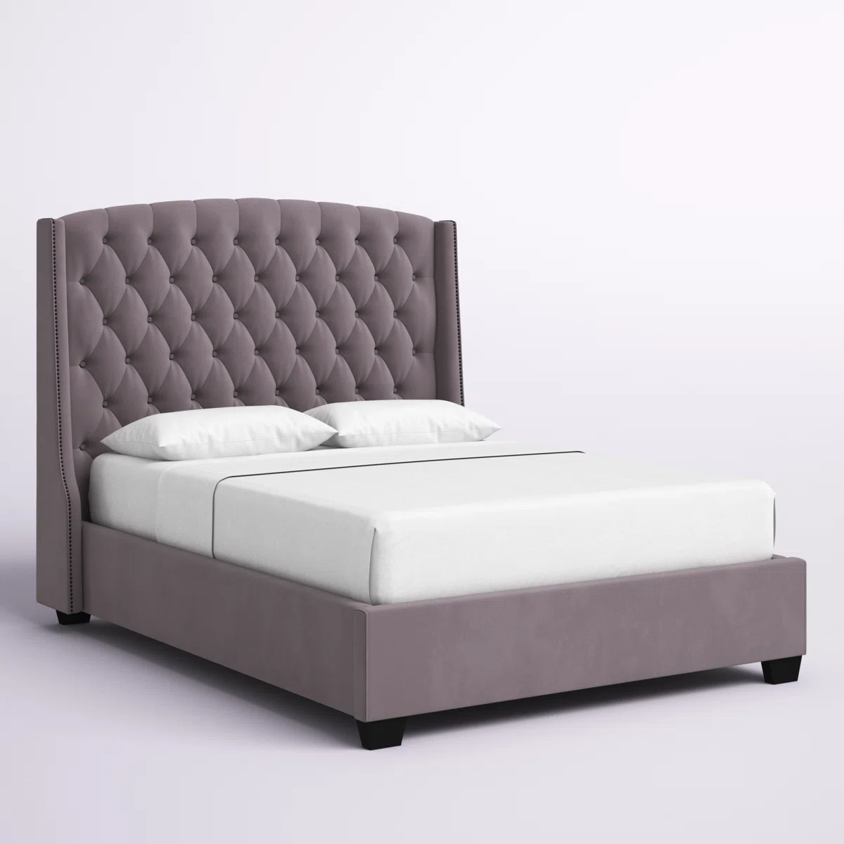Bed Frame Upholstered dengan Desain Diamond Tufted