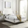 Bed Frame Velvet Putih Desain Lengkung Minimalis