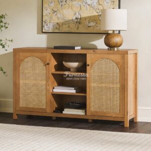 Buffet Sideboard Rotan Lengkung Minimalis Modern