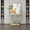 Console Table Unik Bentuk Hati Top Marmer Putih Premium