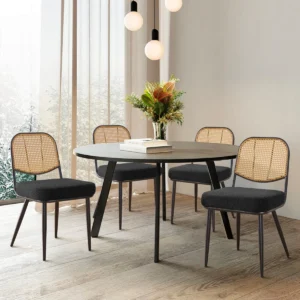 Kursi Rotan Bouclé Minimalis untuk Ruang Makan & Café Modern
