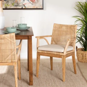 Kursi Rotan Natural dengan Desain Scandinavian Kayu Solid