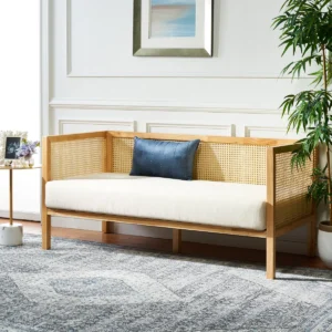 Kursi Sofa Anyaman Rotan Kayu Natural untuk Ruang Tamu