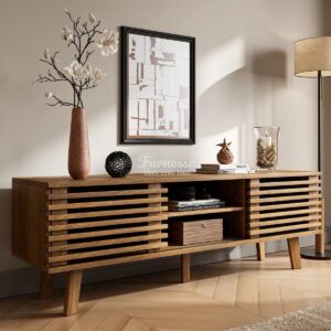 Lemari TV Modern Kayu Solid dengan Storage Serbaguna