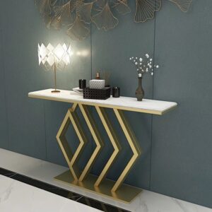 Meja Konsol Modern Minimalis dengan Top Marmer Putih