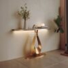 Meja Konsol Modern Stainless Kaki Drop Shape dengan Top Marmer