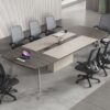 Meja Meeting Kantor Desain Kontemporer Finishing Abu-Abu
