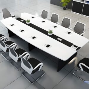 Meja Rapat Desain Kontemporer Warna Putih Glossy