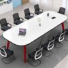Meja Rapat Putih Kaki Besi Kokoh untuk Kantor Modern