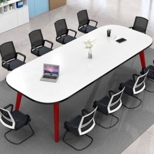 Meja Rapat Putih Kaki Besi Kokoh untuk Kantor Modern