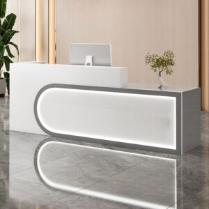 Meja Resepsionis Custom Finishing Glossy Putih
