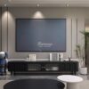 Meja TV Modern Hitam Matte dengan Kabinet Penyimpanan