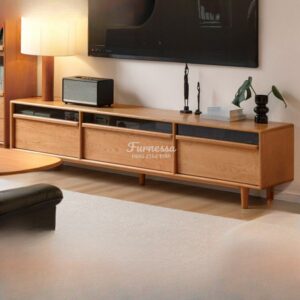 Meja TV Panjang 220 cm Kayu Solid Scandinavian Style