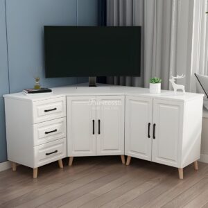 Meja TV Sudut Multifungsi Desain Elegan untuk Ruang Tamu