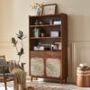 Rak Buku Kabinet Kayu Rotan Modern Minimalis