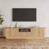 Rak TV Panjang Elegan dengan Sentuhan Natural Kayu Solid