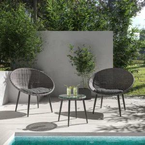 Set Kursi Egg Chair Rattan Sintetis & Meja Bundar
