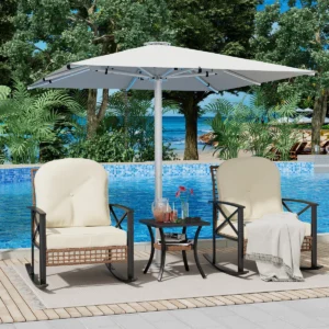 Set Kursi Santai Rotan & Meja Outdoor Modern
