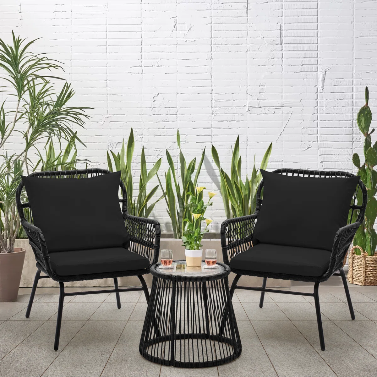 Set Kursi Teras Rotan 3-Piece Minimalis