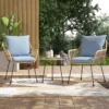 Set Meja Kursi Rattan Patio dengan Rangka Metal Kokoh