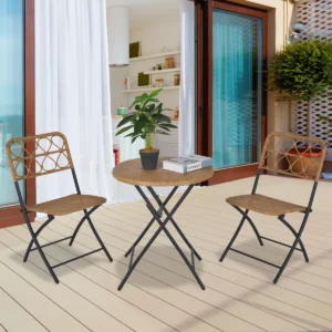 Set Meja & Kursi Rotan Lipat Outdoor Minimalis