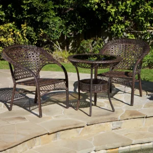 Set Meja Kursi Rotan Sintetis Outdoor 3 Pcs Melia Bistro Set