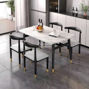 Set Meja Makan Jati Duco Minimalis dengan 4 Kursi Stylish