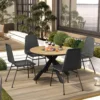 Set Meja Makan Modern Kayu & Kursi Rotan Anyam