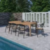 Set Meja Makan Outdoor Kayu Jati & Resin 9 Kursi