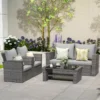 Set Sofa Rotan Outdoor Minimalis 4 Pcs