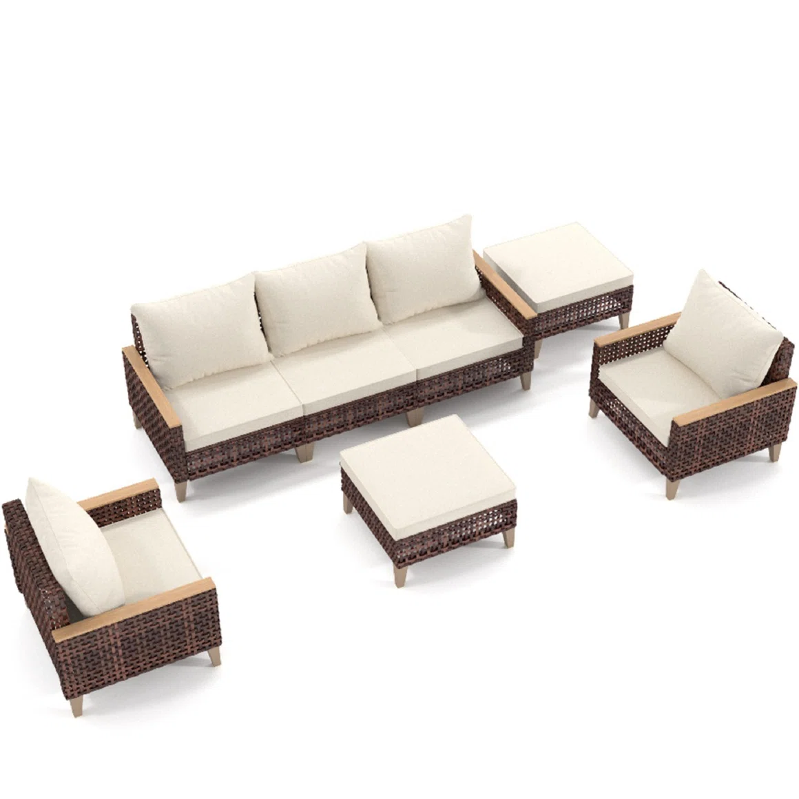 Set Sofa Taman Minimalis Rotan Hollowed Out