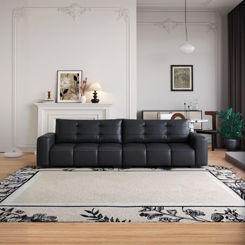 Sofa Kulit Hitam Premium dengan Sandaran Nyaman
