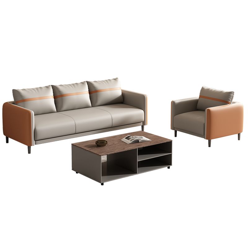 Sofa Kulit Sintetis Premium dengan Meja Tamu