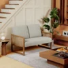 Sofa Loveseat Minimalis dengan Sandaran Rotan Modern