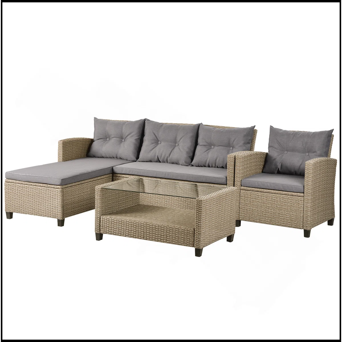 Sofa Set Rotan Sintetis 4 Pcs Outdoor