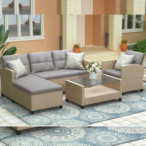 Sofa Set Rotan Sintetis 4 Pcs Outdoor