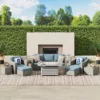 Sofa set rotan sintetis outdoor 7 seater dengan cushion empuk & bantal dekorasi. Tahan cuaca, elegan, dan fleksibel—pilihan sempurna untuk mempercantik teras atau taman Anda.