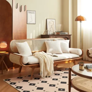 Sofa Tamu Rotan Kayu Modern Natural 3 Seater