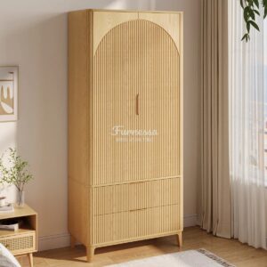 Lemari 2 Pintu Minimalis Kayu Solid Natural Finishing