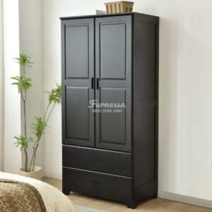 Lemari Pakaian 2 Pintu Modern Hitam Matte