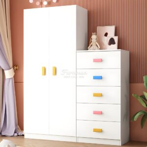 Lemari Pakaian Anak Minimalis Warna Putih