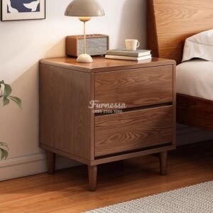 Nakas Kayu Solid Dua Laci Desain Minimalis Natural Modern