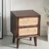 Nakas Rotan Minimalis 2 Laci Kayu Solid Finishing Natural