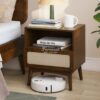 Nakas Satu Laci Minimalis Warna Walnut untuk Kamar Kekinian