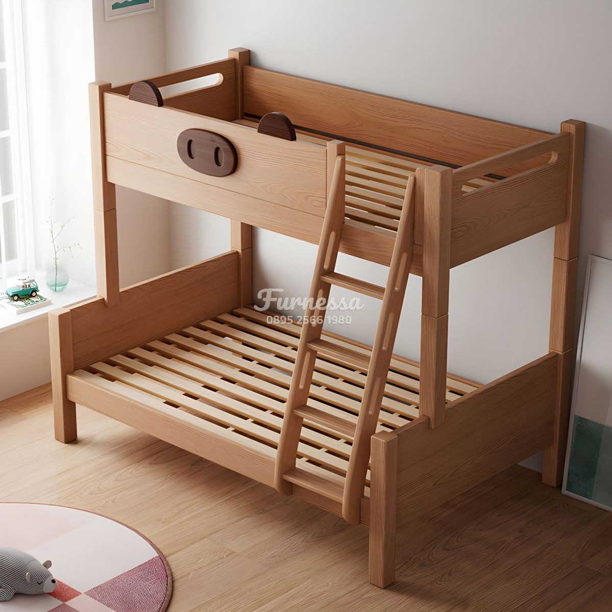 Tempat Tidur Tingkat Anak Kayu Natural Minimalis