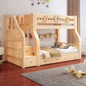 Tempat Tidur Tingkat Anak Kayu Natural Minimalis Modern